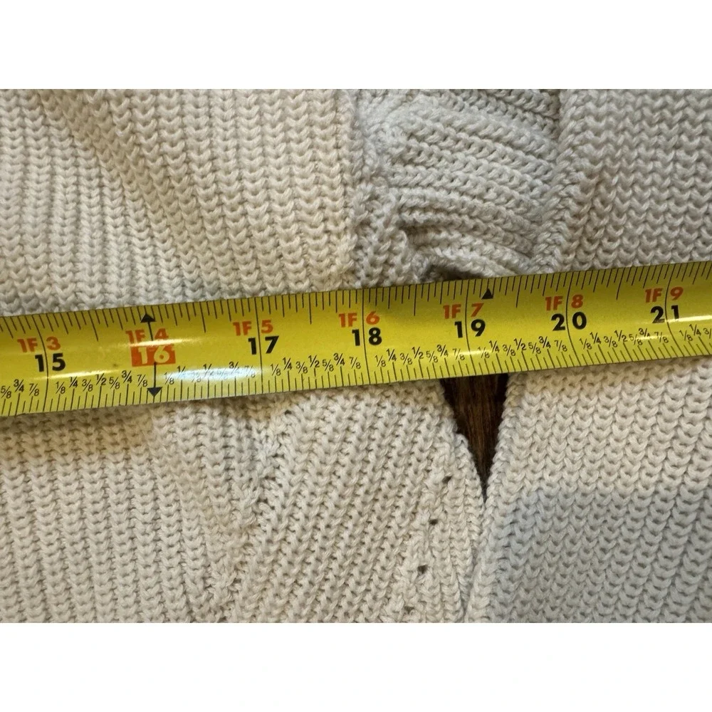 Lucky Brand Sweater Womans Med Cream Breen Pullover Cotton Lace Up Back‎ Crop